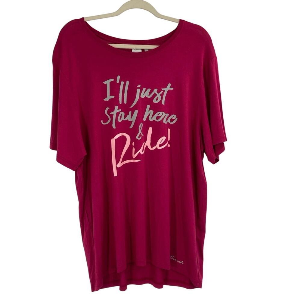 Cinch Western I’ll Just Stay Here and Ride Pink Jersey Tee Women’s 2XL NEW Rodeo
